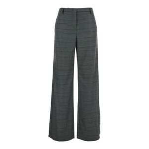 Plain Women Grey Trousers  With Striped Motif In Wool Woman